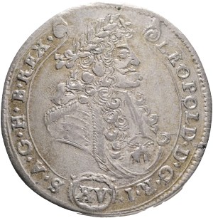 LEOPOLD I. 1657-1705 XV. Kreuzers 1689 KB Kremnica , Silver Ag. 6,60g 30mm ÉH#1062 curly hair wig, var. big head