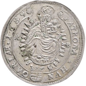 LEOPOLD I. 1657-1705 XV. Kreuzers 1689 KB Kremnica , Silver Ag. 6,60g 30mm ÉH#1062 curly hair wig, var. big head