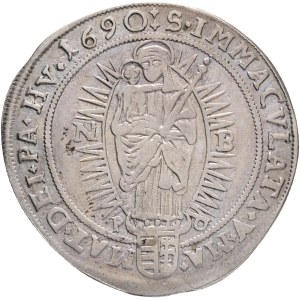 LEOPOLD I. 1657-1705 XV. Kreuzers 1690 NB PO Nagybánya , Silver Ag. 5,34g 30mm ÉH#1066