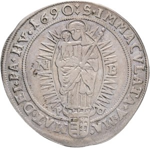 LEOPOLD I. 1657-1705 XV. Kreuzers 1690 NB PO Nagybánya , Silver Ag. 5,34g 30mm ÉH#1066