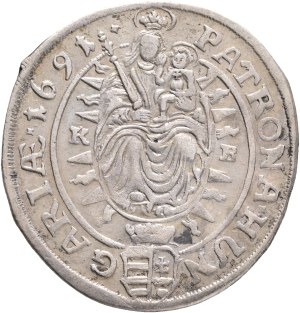 LEOPOLD I. 1657-1705 XV. Kreuzers 1691 KB Kremnica , Silver Ag. 5,77g 30mm KM#209, ÉH#1064a