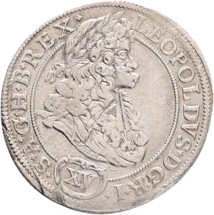 LEOPOLD I. 1657-1705 XV. Kreuzers 1693 MMW Breslau mintmaster Martin Maxmilián Wackerl, Silver Ag. 5,56g 29mm KM#462