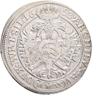 LEOPOLD I. 1657-1705 XV. Kreuzers 1693 MMW Breslau mintmaster Martin Maxmilián Wackerl, Silver Ag. 5,56g 29mm KM#462