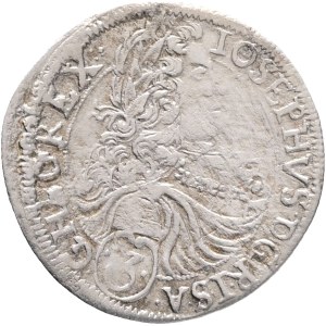JOSEPH I. 1705-1711 3 Kreuzers 1707 IP St.Veit , mintmaster Jan Preiss, Silver Ag. 1,56g 22mm, KM#1489 R!