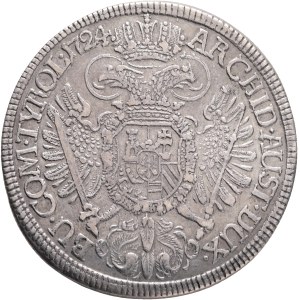 CHARLES VI. 1711-1740 1/2 Thaler 1724 Tyrol Hall, KM#1616 Ag. 13,83g 39mm