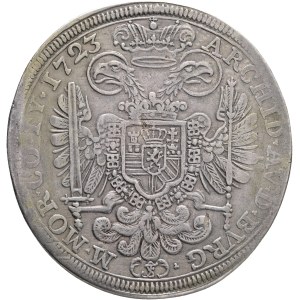 CHARLES VI. 1711-1740 1 Thaler 1723 FS, Prague , author F. Scharff, Silver Ag. 28,14g 43 mm, KM#700, R!