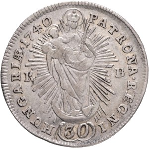 CHARLES III. (VI.) 1711-1740 30 Kreuzers(20 Poltura) 1740 KB Kremnica, KM#319, ÉH#1196 Ag. 7,2g 29mm