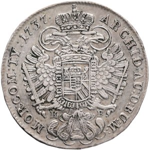 CHARLES III. (VI.) 1711-1740 1/2 Thaler 1737 K.B. Kremnica ,ÉH#1188, KM#313 Silver Ag. 14,35g 35 mm