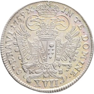 FRANCIS I. of LORRAINE, as co-ruler 1745-1765, XVII. Kreuzers 1759 KB Kremnica , Silver Ag. 6,09g 28,33mm, ÉH#1291, extraordinary speciman