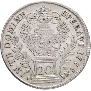 FRANCIS I. of LORRAINE 1745-1765, 20 Kreuzers 1755 PR Prague , Silver Ag.583 6,59g 27mm, KM# 2028, Schön DM# 141