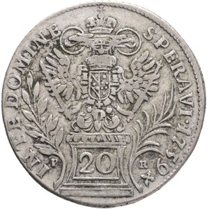 FRANCIS I. of LORRAINE 1745-1765, 20 Kreuzers 1759 PR Prague , Silver Ag.583 6,54g 27mm, KM# 2028, Schön DM#141,
