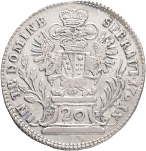 FRANCIS I. of LORRAINE 1745-1765, 20 Kreuzers 1761 NB Baia Mare , Silver Ag.583 6,54g 27mm, KM#2028, Schön DM#141, just.