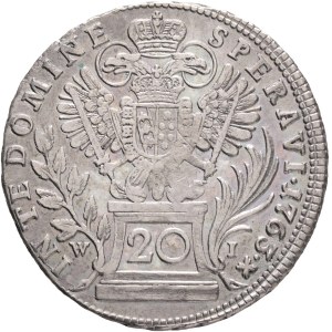 FRANCIS I. of LORRAINE 1745-1765, 20 Kreuzers 1763 WI Vienna , Silver Ag.583 6,59g 27mm, KM# 2028, Schön DM#141,