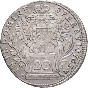 FRANCIS I. of LORRAINE 1745-1765, 20 Kreuzers 1763 WI Vienna , Silver Ag.583 6,59g 27mm, KM# 2028, Schön DM#141,