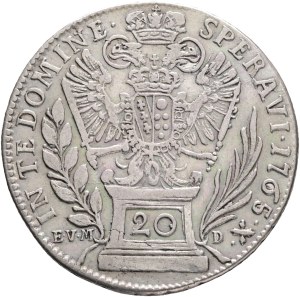 FRANCIS I. of LORRAINE 1745-1765, 20 Kreuzers 1765 BA, EVM-D, Posthumous coinage 1766 Kremnica, mintmaster I.K.E.von Münzburg andd P.J.von Damiani , Silver Ag.583 6,55g 27,7mm, KM# 2030, ÉH#1290.b