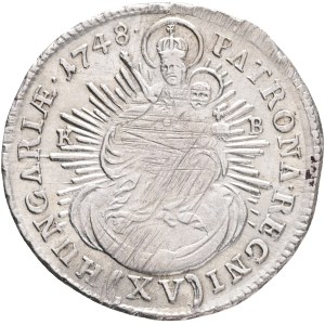 MARIA THERESIA 1740-1780, XV. Kreuzers 1748 KB Kremnica, Silver Ag. 6,07g 28mm , Her#1115, just.