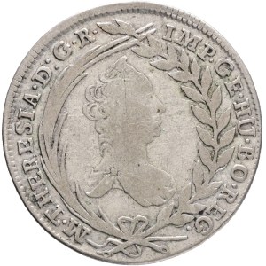 MARIA THERESIA 1740-1780, 20 Kreuzers 1765*X (big) , Silver Ag.583 6,38g 27,3mm KM#1814, With number 20 circular rounding