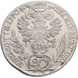 MARIA THERESIA 1740-1780, 20 Kreuzers 1770 I.C.-S.K. Vienna, Silver Ag.583 6,59g 28mm , KM# 1999, Her# 845-862