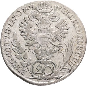 MARIA THERESIA 1740-1780, 20 Kreuzers 1770 I.C.-S.K. Vienna, Silver Ag.583 6,59g 28mm , KM# 1999, Her# 845-862