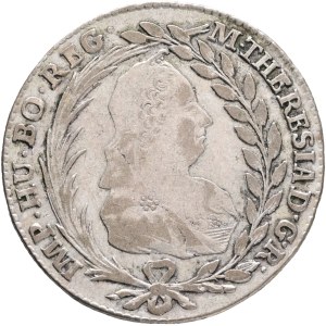 MARIA THERESIA 1740-1780, 20 Kreuzers 1773 B I.B.-I.V. Kremnica mintmaster + conroller Joseph Brunner&J.Vischner , Silver Ag.583 6,56g 28mm , KM#381.2, ÉH#1241