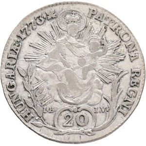 MARIA THERESIA 1740-1780, 20 Kreuzers 1773 B I.B.-I.V. Kremnica mintmaster + conroller Joseph Brunner&J.Vischner , Silver Ag.583 6,56g 28mm , KM#381.2, ÉH#1241