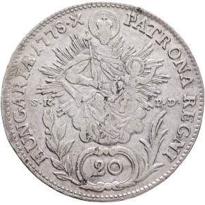 MARIA THERESIA 1740-1780, 20 Kreuzers 1778*X B S.K..-P.D. Kremnica mintmaster + conroller S.A.K. von Klemmersberg&P.Damiani , Silver Ag.583 6,55g 28mm , KM#390, ÉH#1242