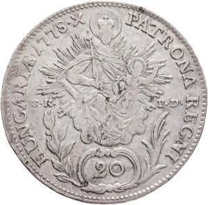 MARIA THERESIA 1740-1780, 20 Kreuzers 1778*X B S.K..-P.D. Kremnica mintmaster + conroller S.A.K. von Klemmersberg&P.Damiani , Silver Ag.583 6,55g 28mm , KM#390, ÉH#1242