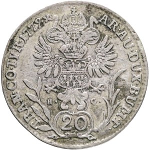 MARIA THERESIA 1740-1780, 20 Kreuzers 1779*x HG coinage for Transylvania, Alba Lulia, Silver Ag.583 6,53g 27,3mm , Huszár E#996, KM#648