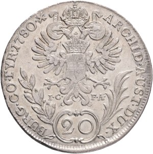 MARIA THERESIA 1740-1780, 20 Kreuzers 1780 I.C.-F.A. Vienna, Silver Ag.583 6,61g 28mm , KM# 1999, Her# 845-862