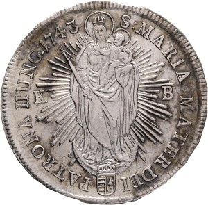 MARIA THERESIA 1740-1780 1 Thaler 1743 K.B. Kremnica var. Hair, KM#333, ÉH#1223 Ag.875 28,56g 41mm R!, edge, repair hinge