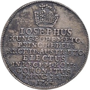 JOSEPH II. 1765-1790 Silver Token 1764, coronation by Roman emperor, Frankfurt, KM#Pn52, Silver Ag. 4,11g 24mm patina