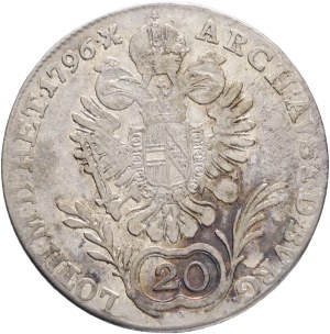 FRANCIS I. of Austria 1792-1835 20 Kreutzer 1796 G, KM#2139 , Ag.583, 6,51g 28/1,4mm Baia Mare - Romania