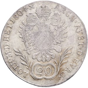 FRANCIS I. of Austria 1792-1835 20 Kreuzer 1804 G, KM#2139, Ag.583, 6,65g 28/1,4mm Nagybanya, Baia Mare - Romania