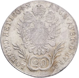 FRANCIS I. of Austria 1792-1835 20 Kreuzer 1804 G, KM#2139, Ag.583, 6,65g 28/1,4mm Nagybanya, Baia Mare - Romania