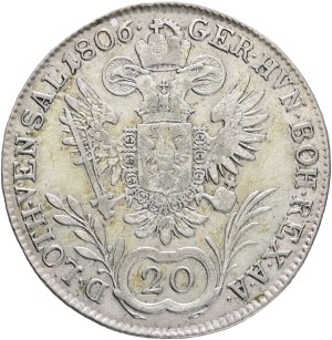 FRANCIS I. of Austria 1792-1835 20 Kreuzers 1806 A, KM#2141 Ag.583 6,68g 28/mm, Vienna