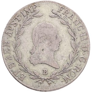 FRANCIS I. of Austria 1792-1835 20 Kreuzers 1806 B, KM#2140 ,Ag.583, 6,69g, 27,88/1,45mm, Kremnica