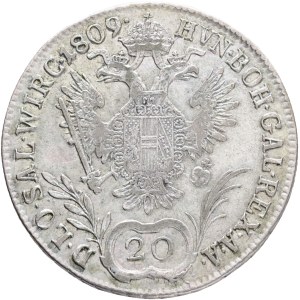FRANCIS I. of Austria 1792-1835 20 Kreuzers 1809 A, just, KM#2141 Ag.583 6,68g 28/1,2mm, Vienna