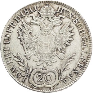 FRANCIS I. of Austria 1792-1835 20 Kreuzers 1811 A, KM#2142 Ag.583 6,68g 28,3mm, Vienna