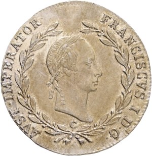FRANCIS I. of Austria 1792-1835 20 Kreuzers 1830 C Prague Silver Ag.583 6,67g 27,6mm, KM#2145, Adamo# C34, place lustre mint