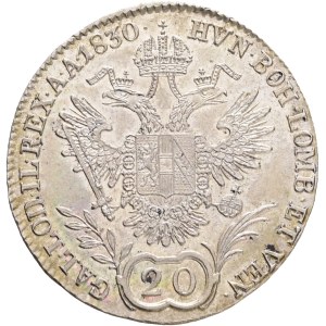 FRANCIS I. of Austria 1792-1835 20 Kreuzers 1830 C Prague Silver Ag.583 6,67g 27,6mm, KM#2145, Adamo# C34, place lustr mint