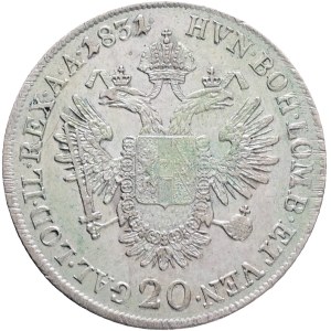 FRANCIS I. of Austria 1792-1835 20 Kreuzers 1831 A Vienna Silver Ag.583 6,64g 26,62mm, KM#2147, Adamo# C35