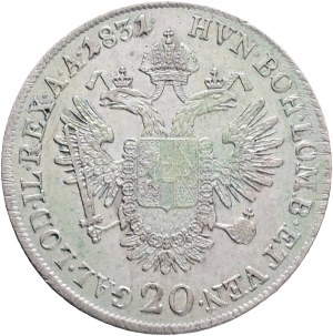 FRANCIS I. of Austria 1792-1835 20 Kreuzers 1831 A Vienna Silver Ag.583 6,64g 26,62mm, KM#2147, Adamo# C35