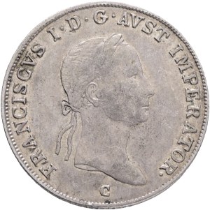 FRANCIS I. of Austria 1792-1835 20 Kreuzers 1835 C Prague. Long ribbons KM#2147 Ag.583 6,63g 26,62mm