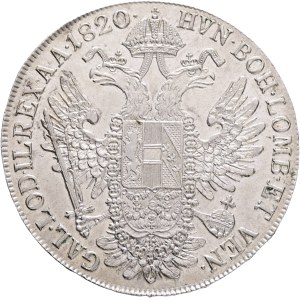FRANCIS I. of Austria 1792-1835 1 Thaler 1820 A Vienna ,Davenport#7 Ag.833 28,03g 40 mm