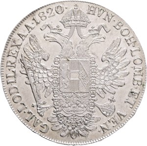 FRANCIS I. of Austria 1792-1835 1 Thaler 1820 A Vienna , Davenport#7 Ag.833 28,03g 40 mm