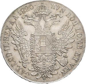 FRANCIS I. of Austria 1792-1835 1 Thaler 1820 C Prague , KM#2162 Ag.833 28,08g 40 mm