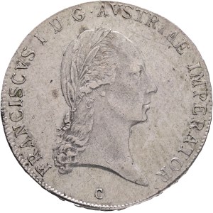 FRANCIS I. of Austria 1792-1835 1 Thaler 1824 C, KM#2163 Ag.833 28,04g 40mm, Prague, just