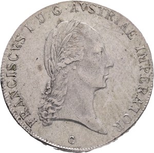 FRANCIS I. of Austria 1792-1835 1 Thaler 1824 C, KM#2163 Ag.833 28,04g 40mm, Prague, just