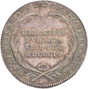 FRANCIS I. of Austria 1792-1835 Silver Token 1804, proclaimed by the Hereditary Emperor of Austria, Früh#I.2.b. , Ag. 2,16g, 20mm