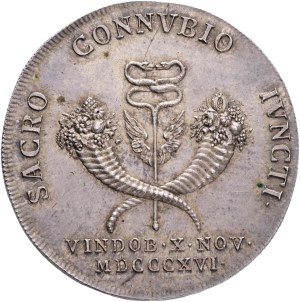 FRANCIS I. of Austria 1792-1835 Silver wedding Token 1816, marriage with Carolina Augusta, R!, Ag. 8,72g, 29mm